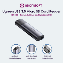 Load image into Gallery viewer, ADOPISOFT | Ugreen USB 3.0 Micro SD Card Reader 256GB For Mac OS Linux Chrome OS
